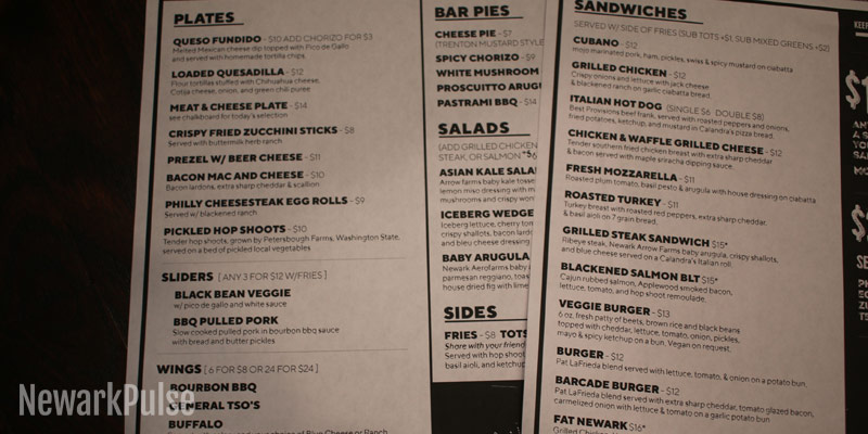 Barcade menu