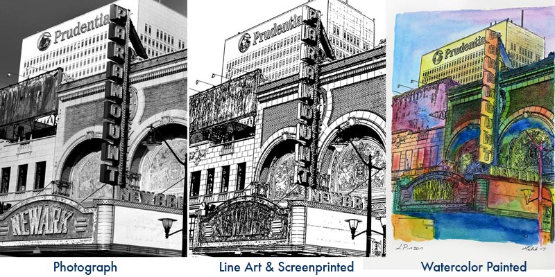 Process for Brick City Urban Watercolor Scapes